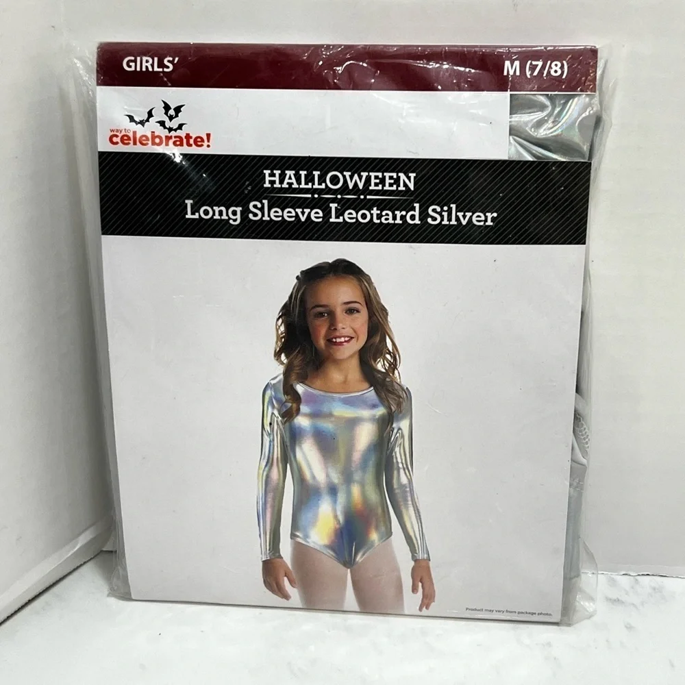 HALLOWEEN LONG SLEEVE LEOTARD SILVER